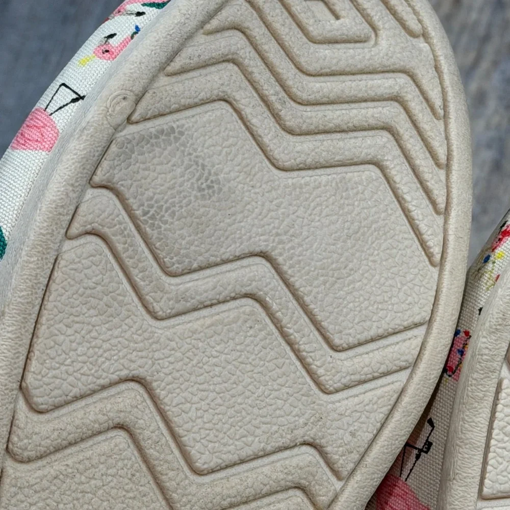 TOMS Belmont Natural Holiday Flamingos Canvas Slip On Flats Womens 8.5 Florida - Picture 7 of 8